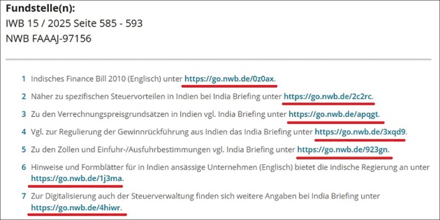 Abb. 2 Kurzlinks im Aufsatz