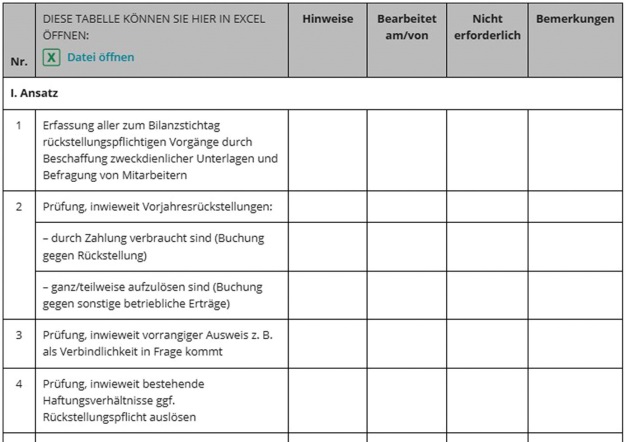 Abb. 1: Auszug Erstellungshinweise „Sonstige Rückstellungen“